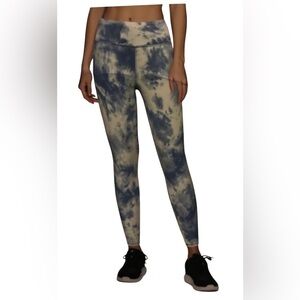 RBX Tie Dye 7/8 Length Legging With Ribbed Waistband Size Medium Cornflower Blue